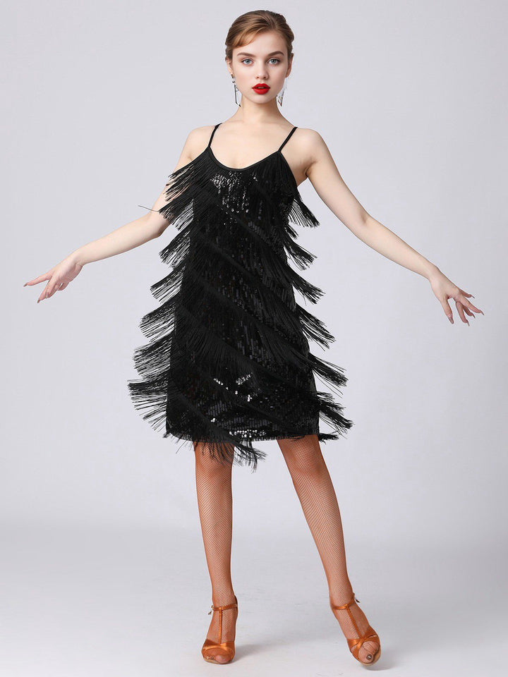 1920s Charleston Layered Tassel Straps Dress — a 1