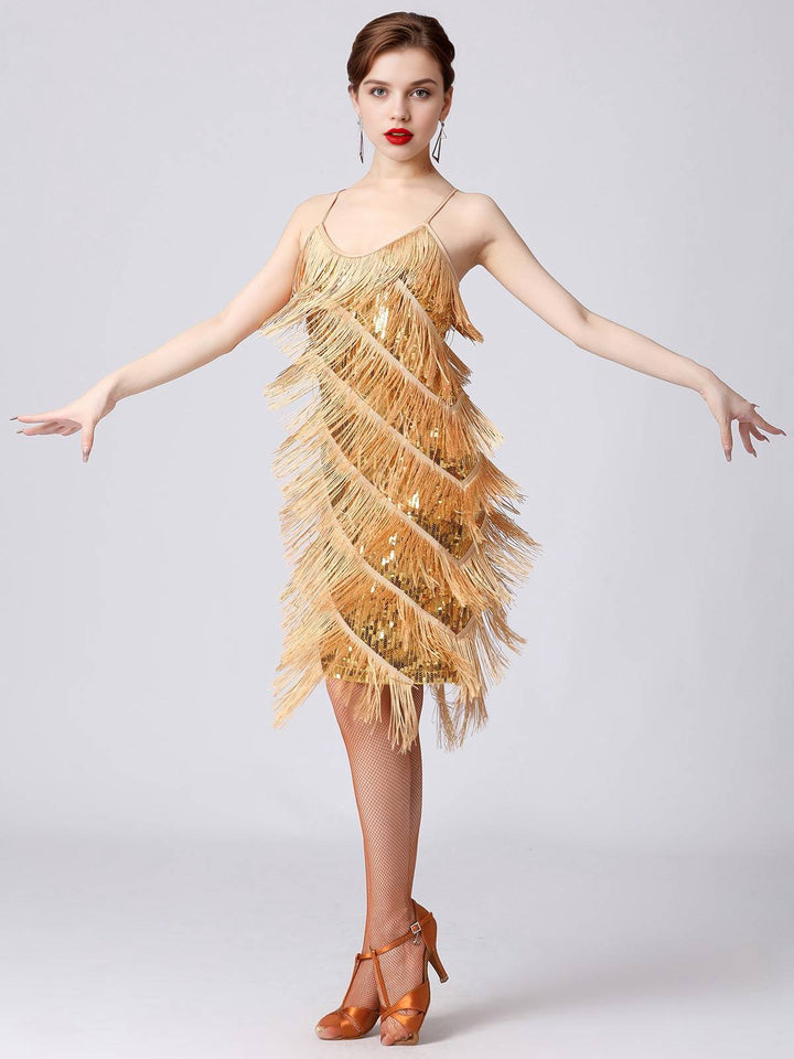 1920s Charleston Layered Tassel Straps Dress: wher