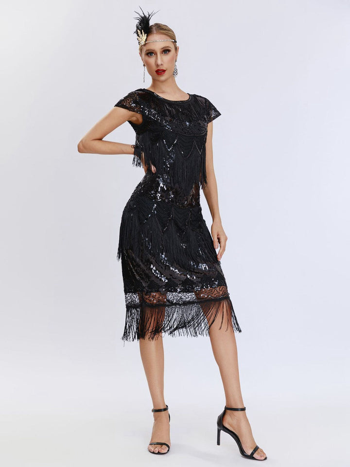 1920s Charleston Sequins Tassel Patchwork Dress — a 1920s silhouette that turns sidewalks into runways