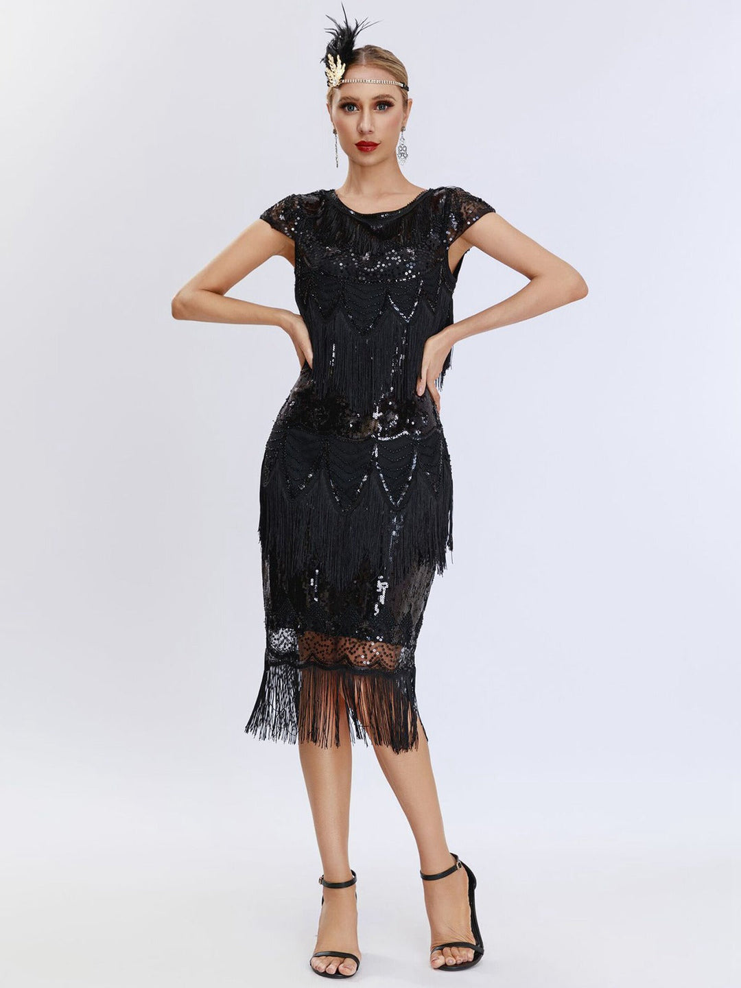 She slips into this 1920s Charleston Sequins Tassel Patchwork Dress and suddenly it&