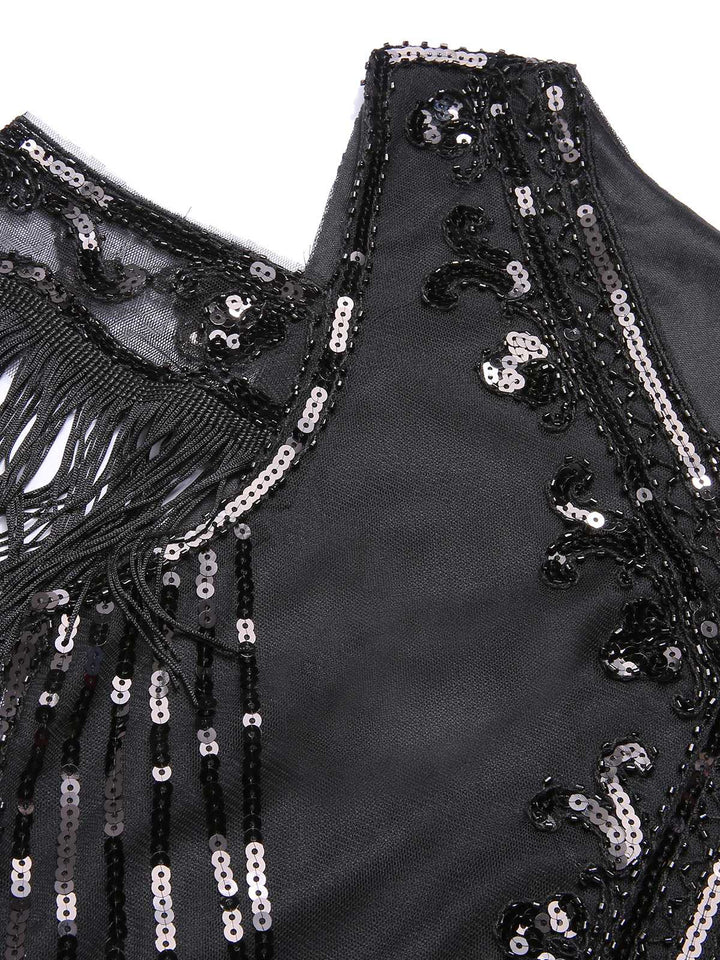 1920s Cold Shoulder Embroidered Fringe Sequins Dress — the kind of 1920s dress that makes strangers smile