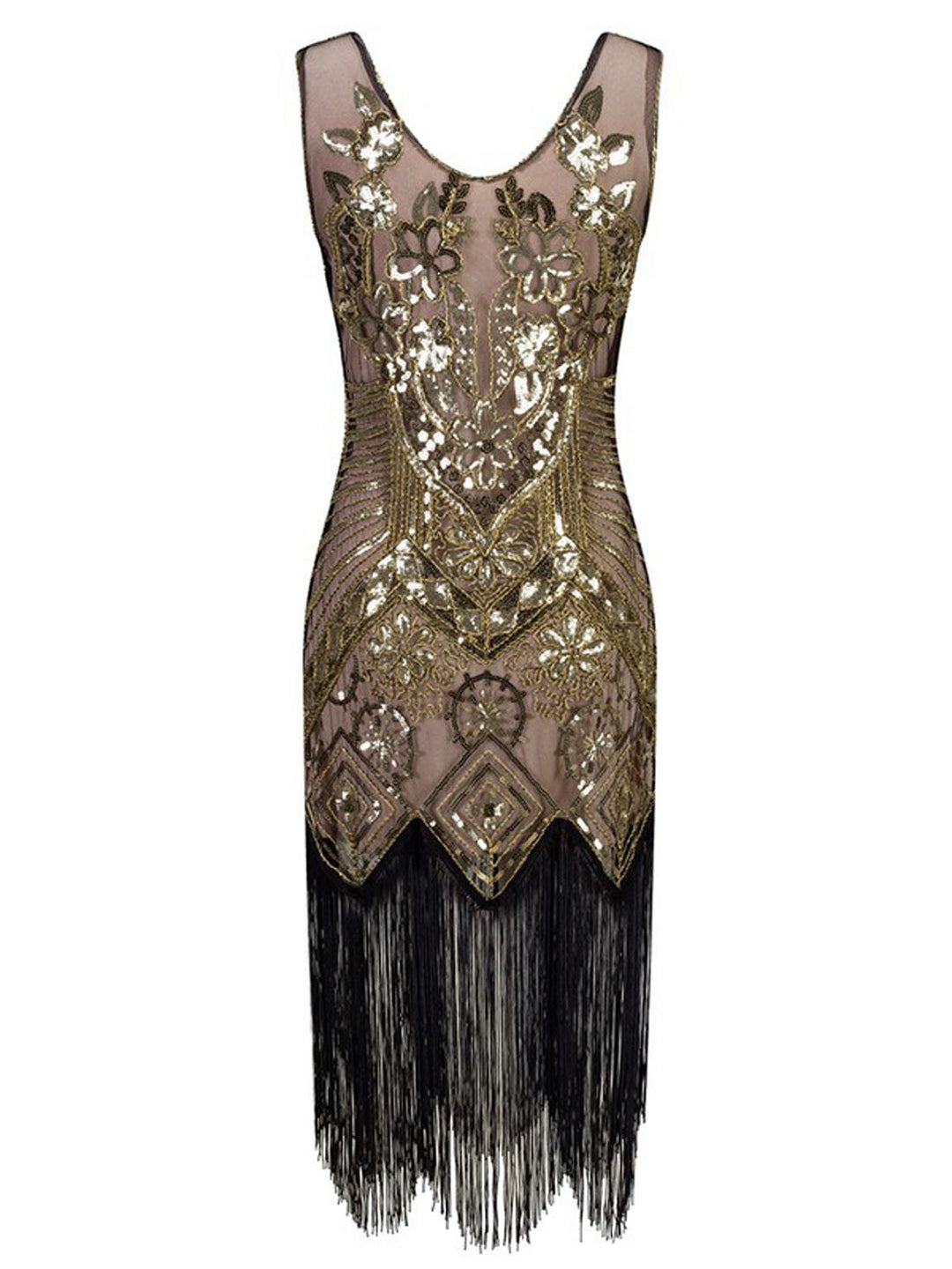 1920s Floral Beaded Flapper Dress, classic 1920s style elegant retro fashion - Image 7