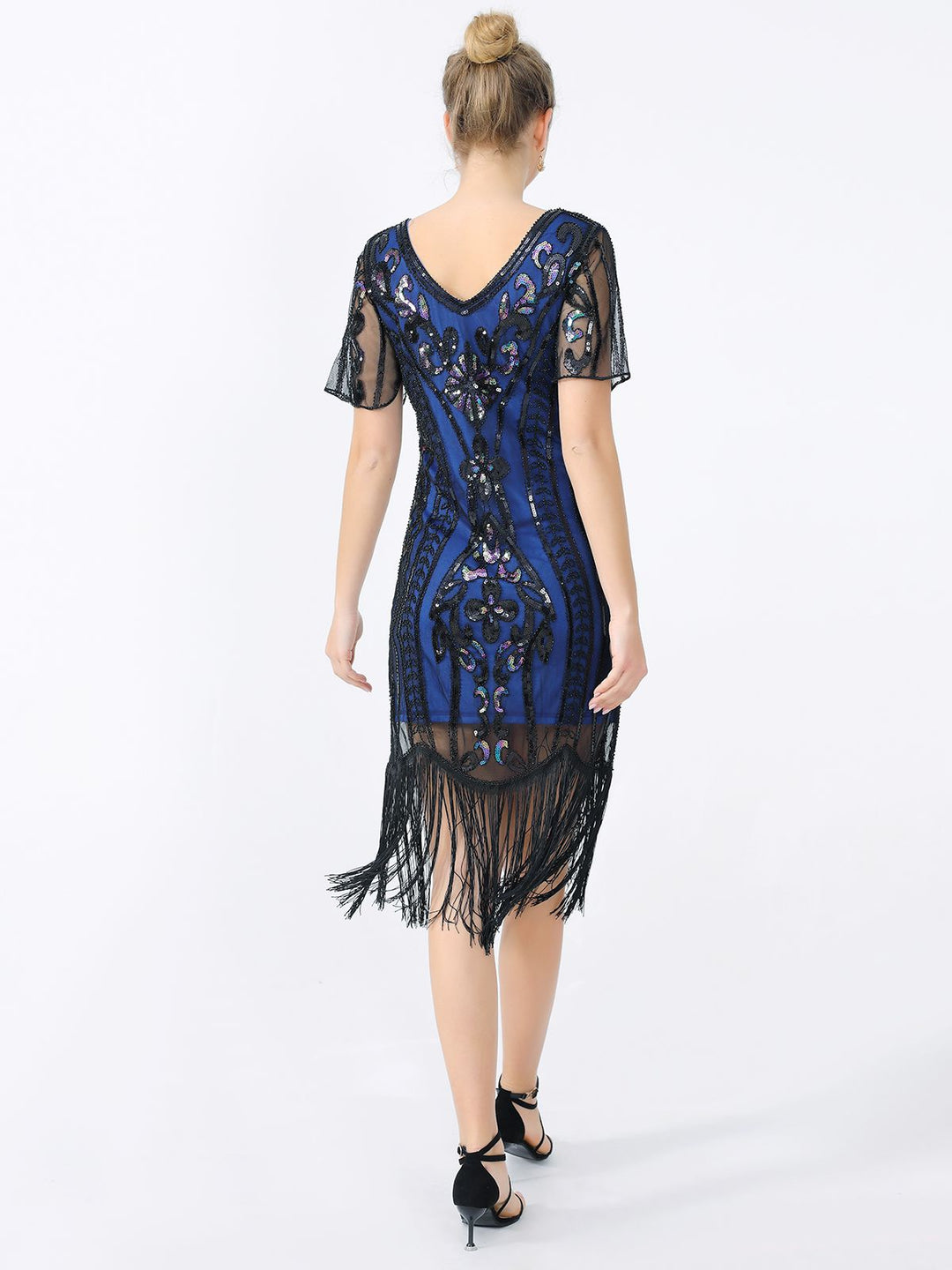 1920s Fringe Sequin Flapper Dress: where 1920s romance meets her modern spirit