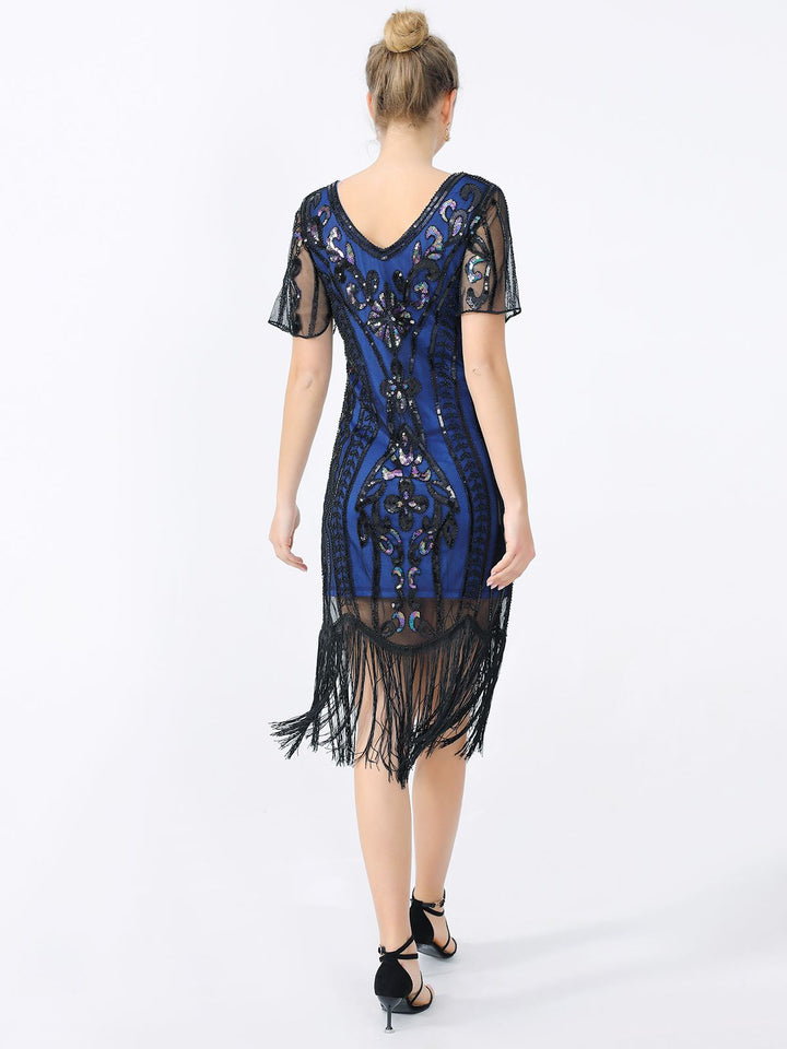 1920s Fringe Sequin Flapper Dress: where 1920s romance meets her modern spirit