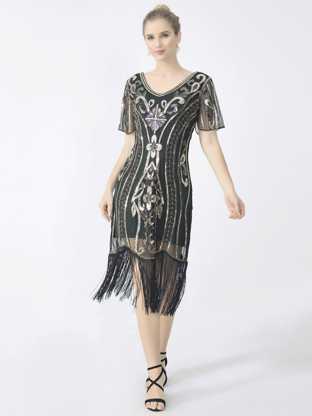 1920s Fringe Sequin Flapper Dress — a 1920s silhouette that turns sidewalks into runways