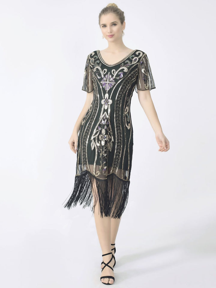1920s Fringe Sequin Flapper Dress — a 1920s silhouette that turns sidewalks into runways