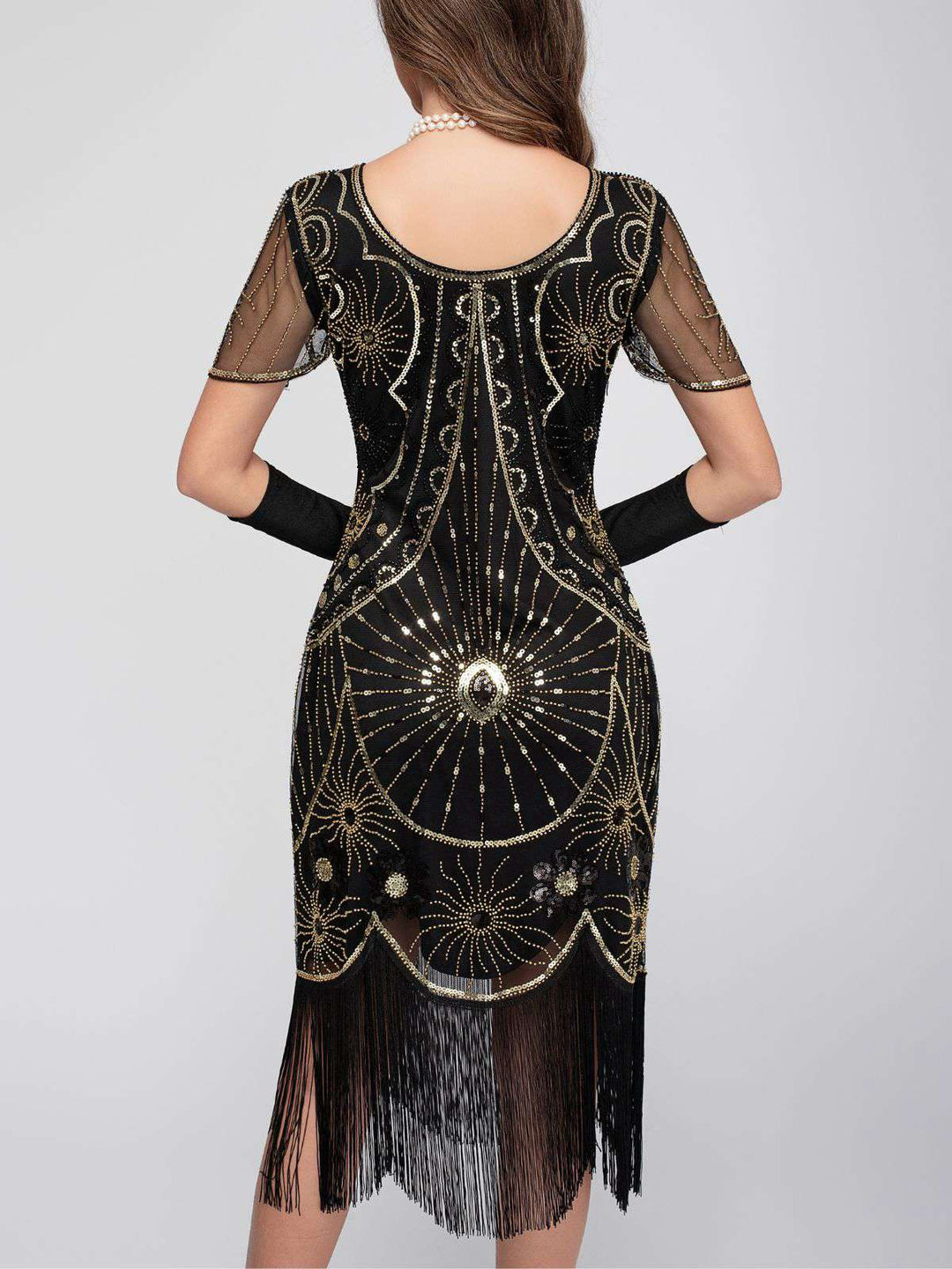 1920s Scoop Neck Sequin Fringe Flapper Dress - vintage dress, retro fashion, Gatsby party