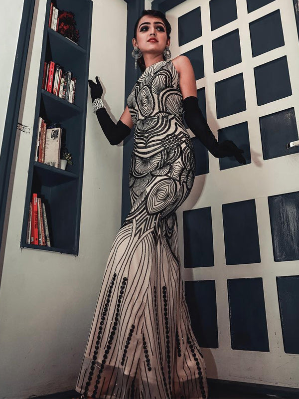 1920s Sequin Backless Formal Dress: timeless style reimagined