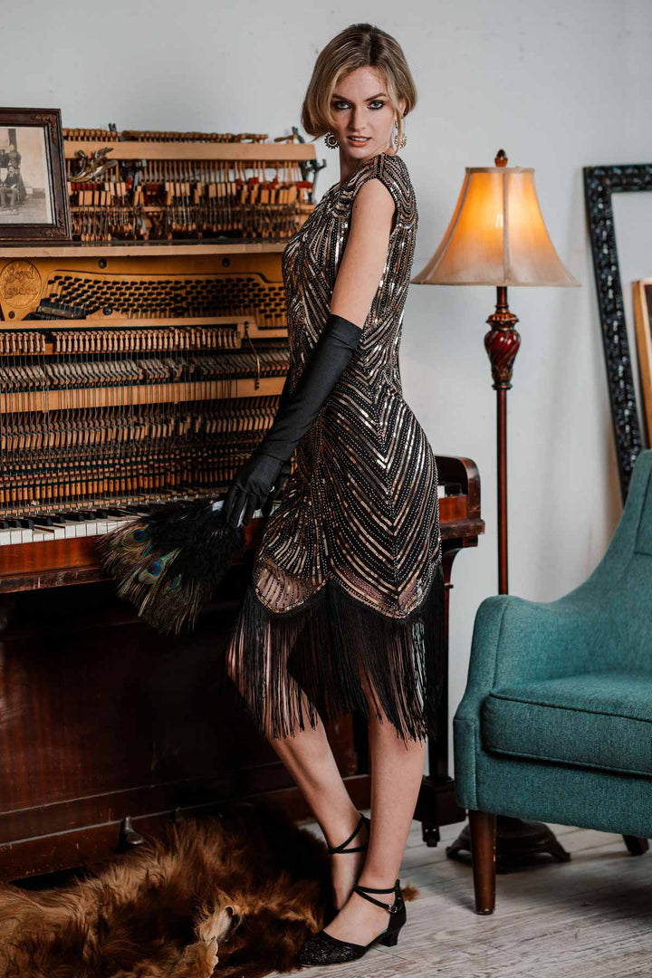 1920s Sequin Beaded Fringed Dress: timeless style reimagined