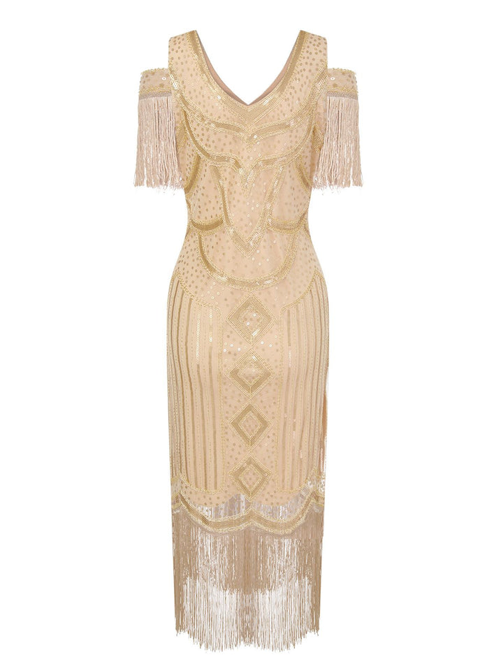 1920s Sequin Beaded Tassel Gastby Dress, vintage dress, retro fashion, Gatsby party, flapper style - perfect for women who love vintage and retro fashion