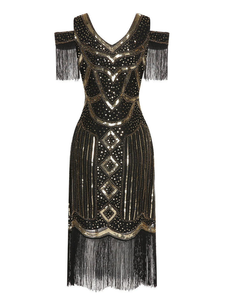 1920s Sequin Beaded Tassel Gastby Dress, vintage dress, retro fashion, Gatsby party, flapper style - perfect for women who love vintage and retro fashion