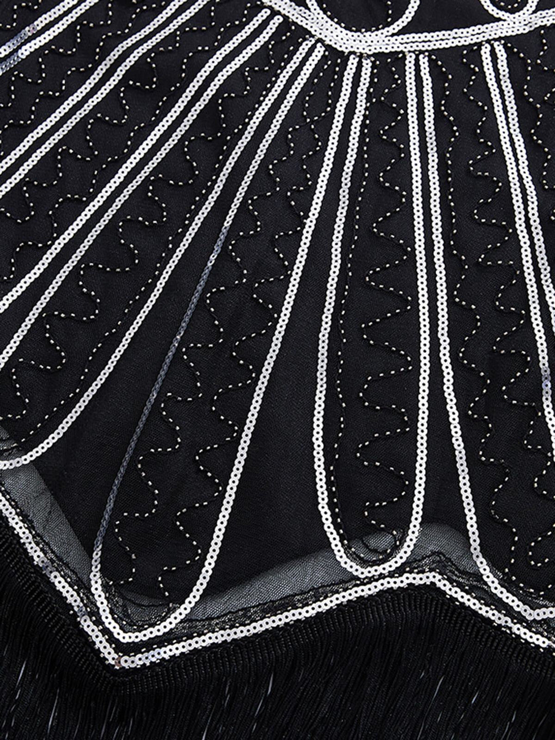 1920s Sequin Fringed Gatsby Dress, classic 1920s style elegant retro fashion - Image 6