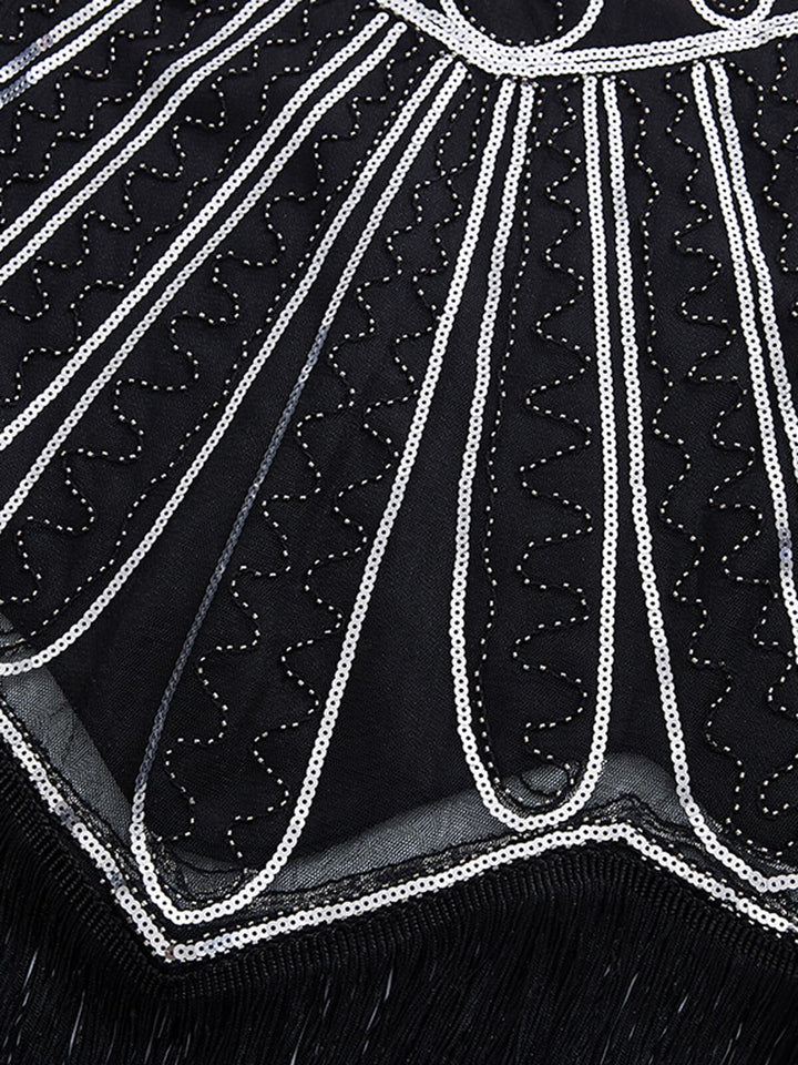 1920s Sequin Fringed Gatsby Dress, classic 1920s style elegant retro fashion - Image 6