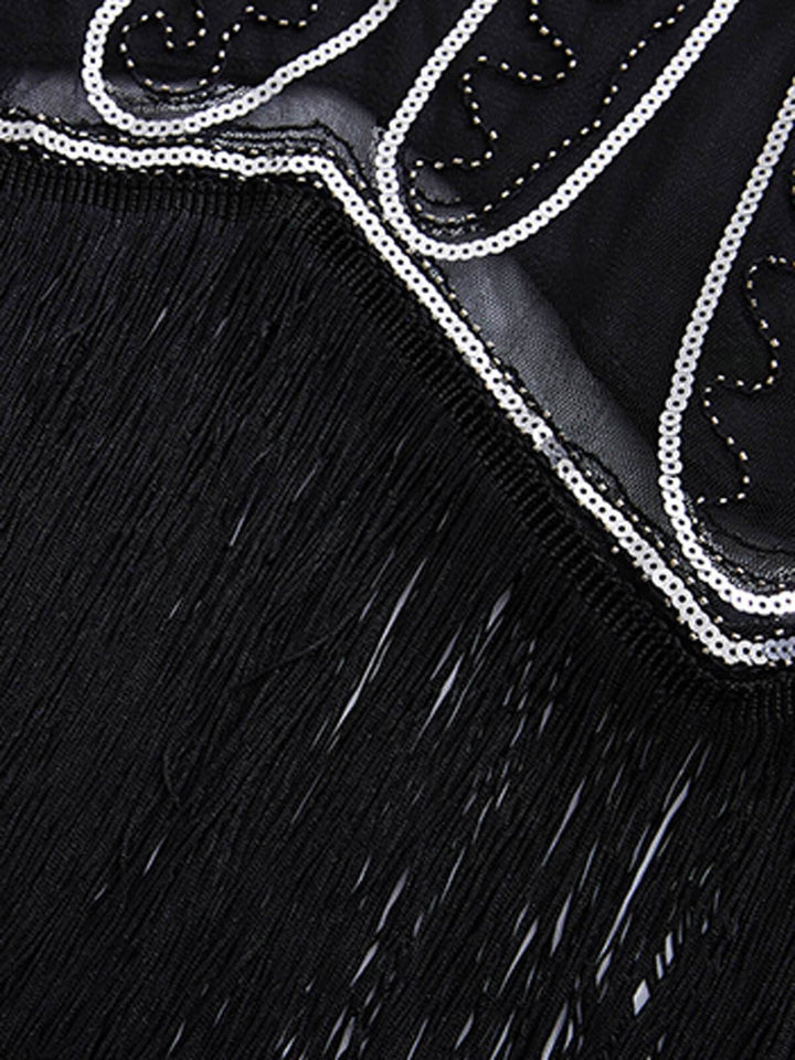 1920s Sequin Fringed Gatsby Dress, classic 1920s style elegant retro fashion - Image 7
