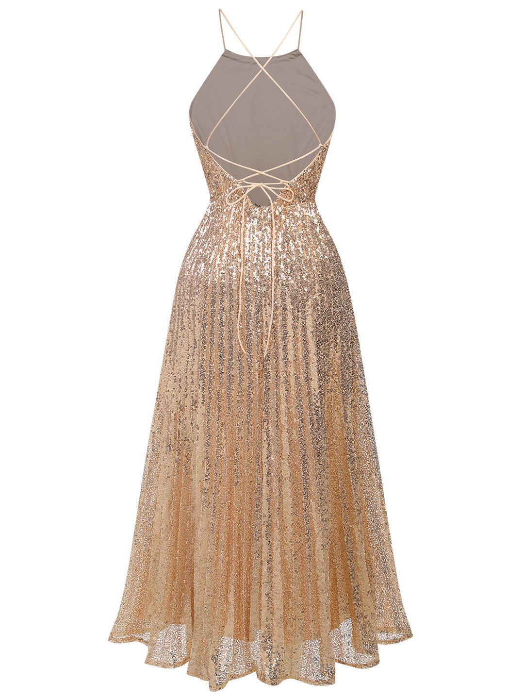 1920s Sequined Backless Halter Dress — the kind of 1920s dress that makes strangers smile