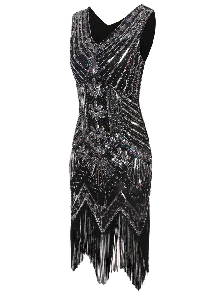 1920s Sequined Fringe Dress: where 1920s romance meets her modern spirit