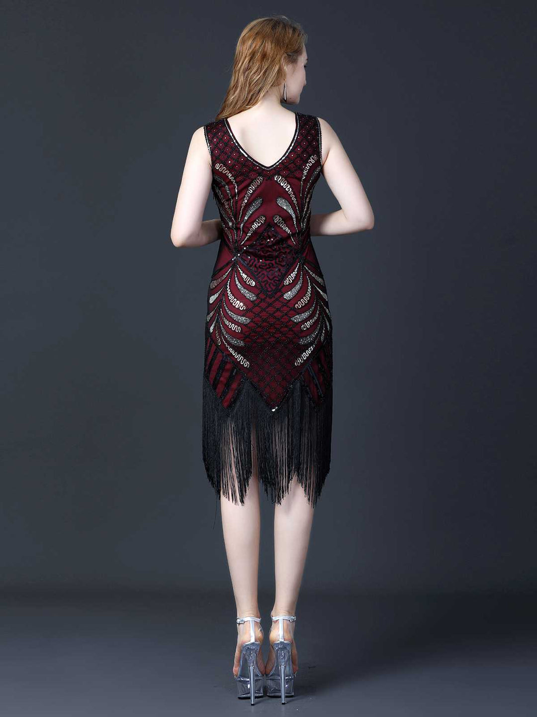 1920s Sequined Fringe Flapper Sleeveless Dress — the kind of 1920s dress that makes strangers smile