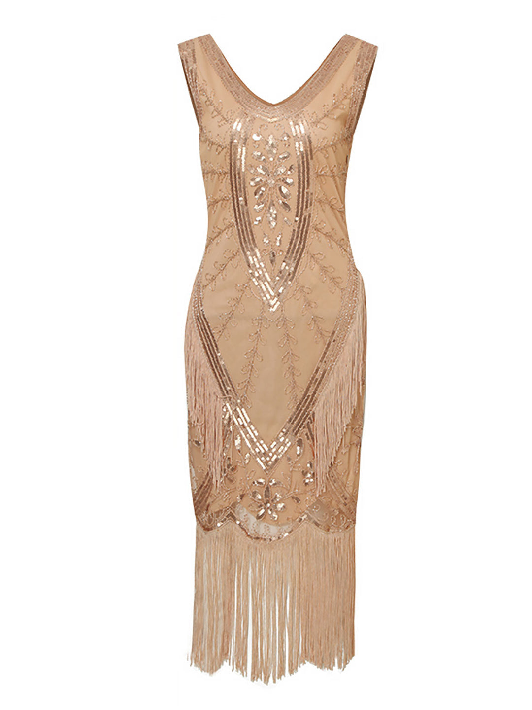 1920s Sequined Fringed Sleeveless Dress — vintage elegance for the modern woman