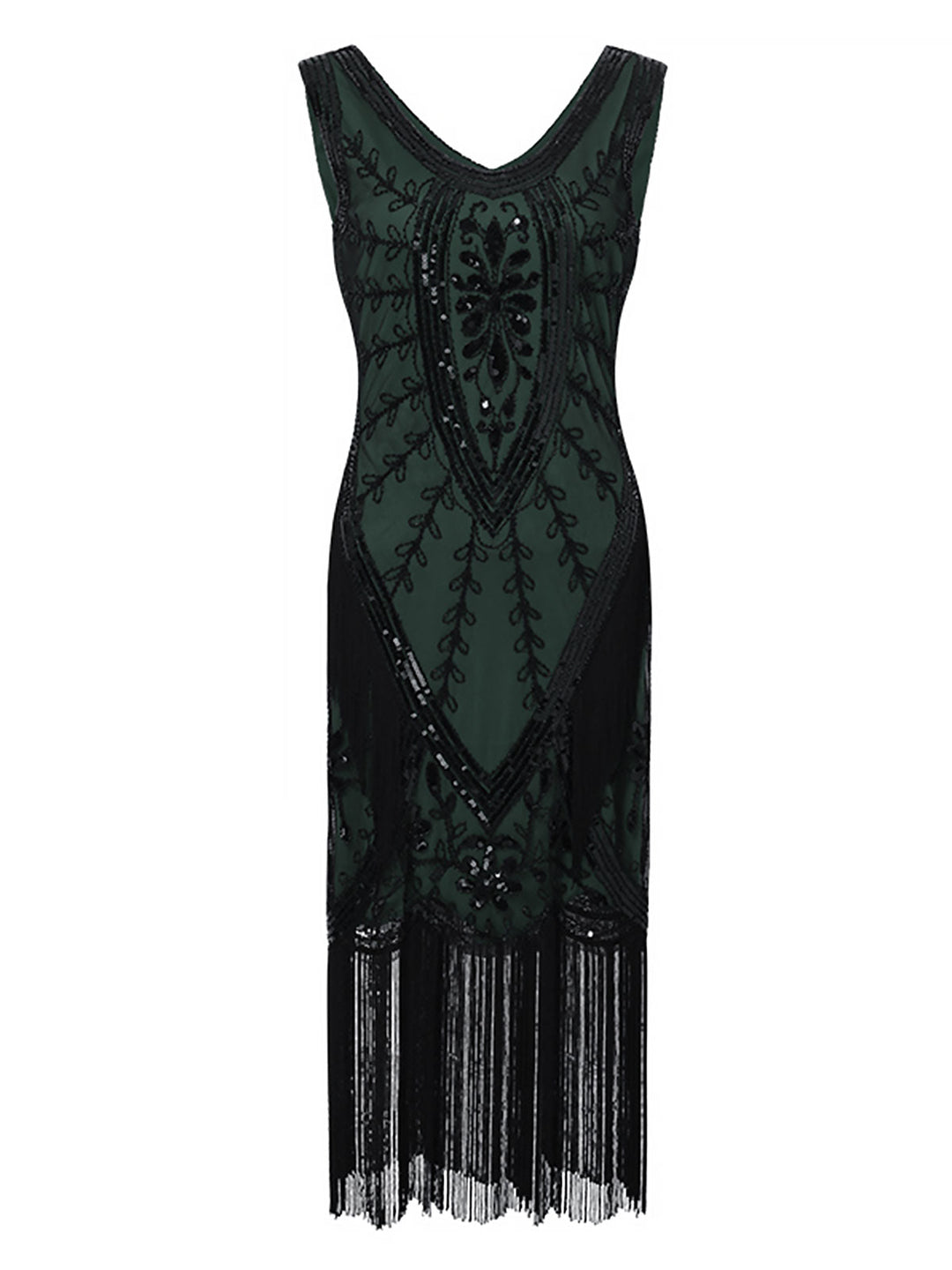 1920s Sequined Fringed Sleeveless Dress — vintage elegance for the modern woman
