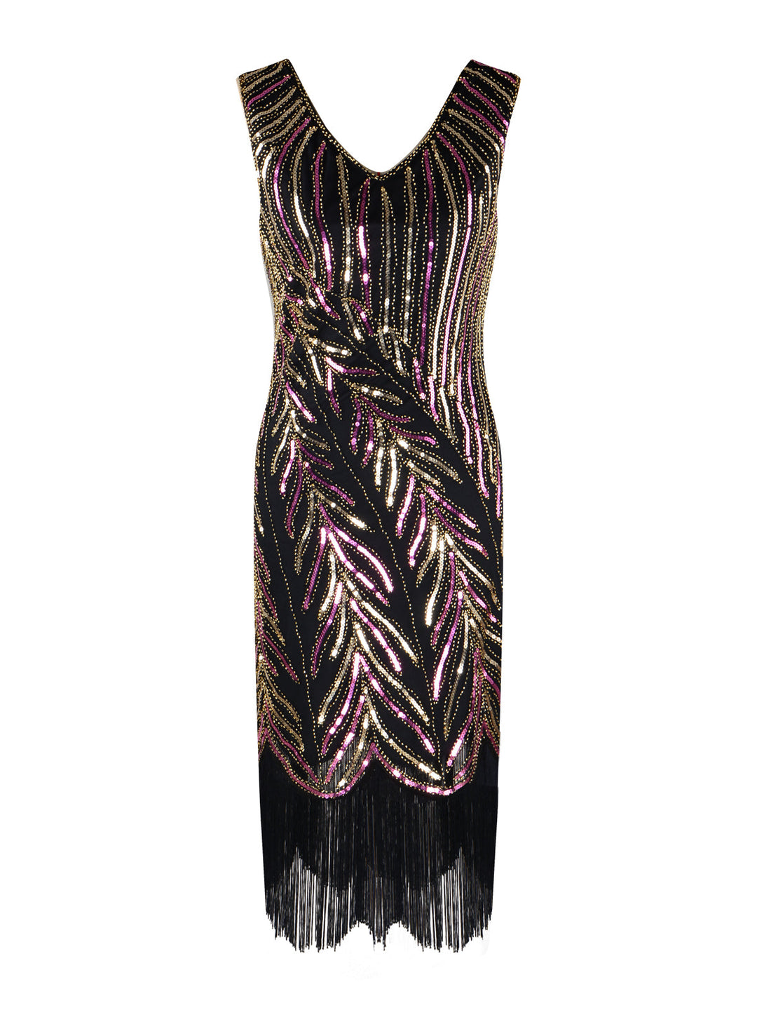 1920s Sequined Tassels Flapper Dress, classic 1920s style elegant retro fashion - Image 12
