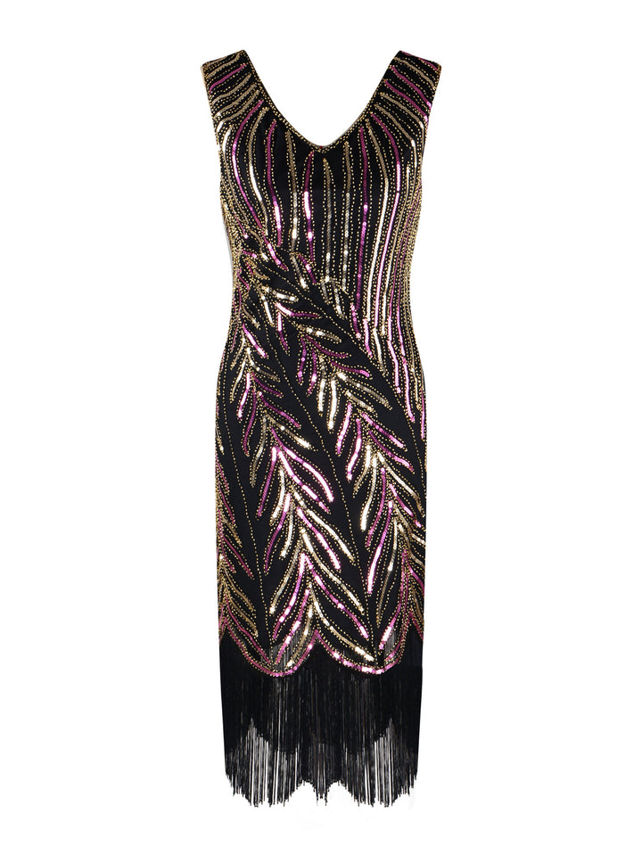 1920s Sequined Tassels Flapper Dress, classic 1920s style elegant retro fashion - Image 12