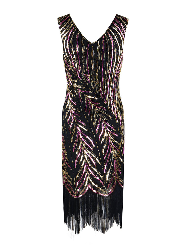 1920s Sequined Tassels Flapper Dress, classic 1920s style elegant retro fashion - Image 13