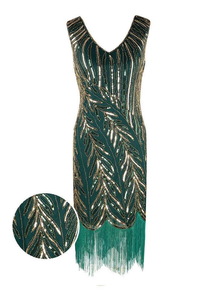 1920s Sequined Tassels Flapper Dress, classic 1920s style elegant retro fashion - Image 6