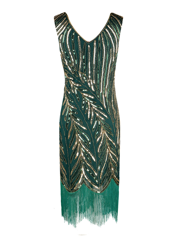 1920s Sequined Tassels Flapper Dress, classic 1920s style elegant retro fashion - Image 8