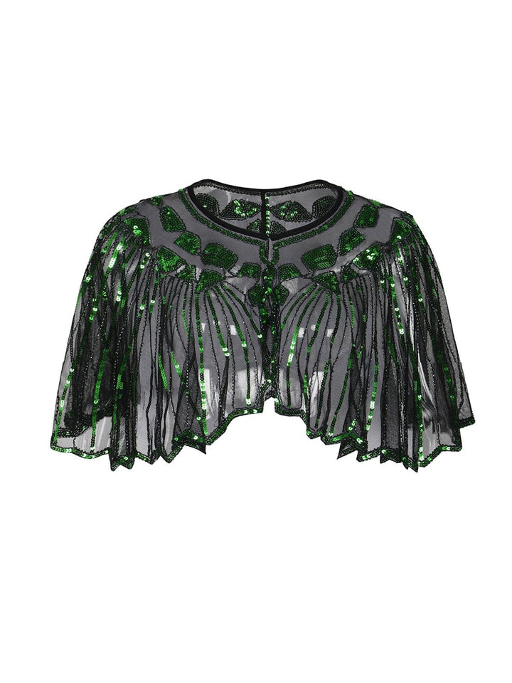 1920s Shawl Beaded Sequin Flapper Cape - vintage fashion, retro style
