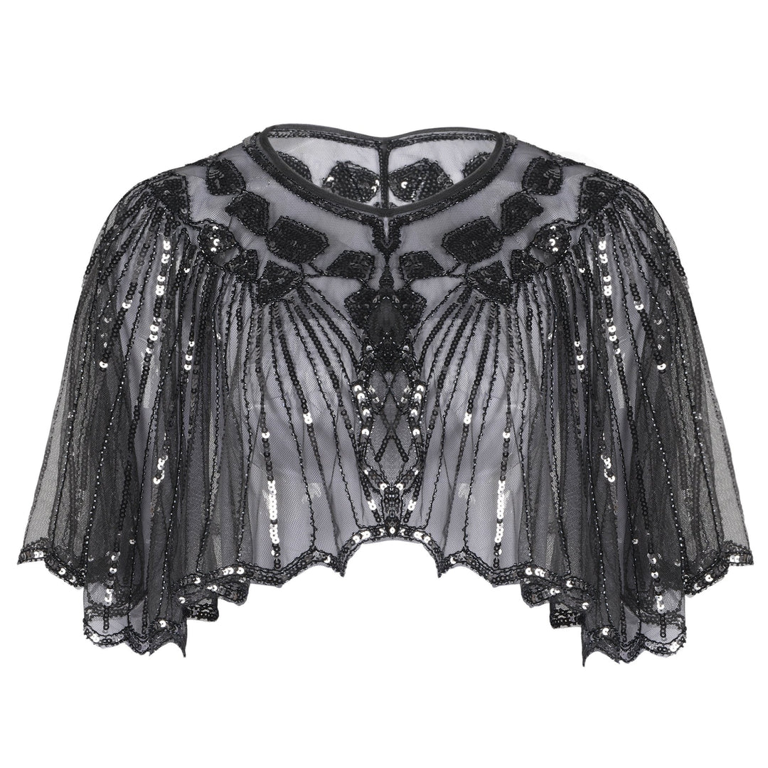 1920s Shawl Beaded Sequin Flapper Cape - vintage fashion, retro style