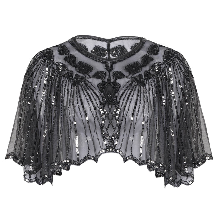 1920s Shawl Beaded Sequin Flapper Cape - vintage fashion, retro style