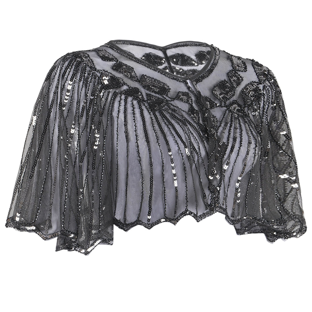 1920s Shawl Beaded Sequin Flapper Cape - vintage fashion, retro style