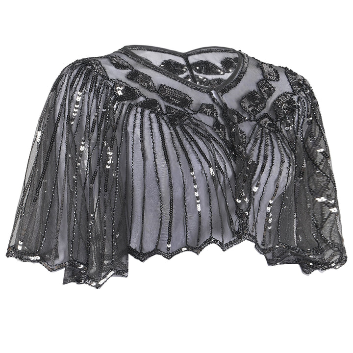 1920s Shawl Beaded Sequin Flapper Cape - vintage fashion, retro style