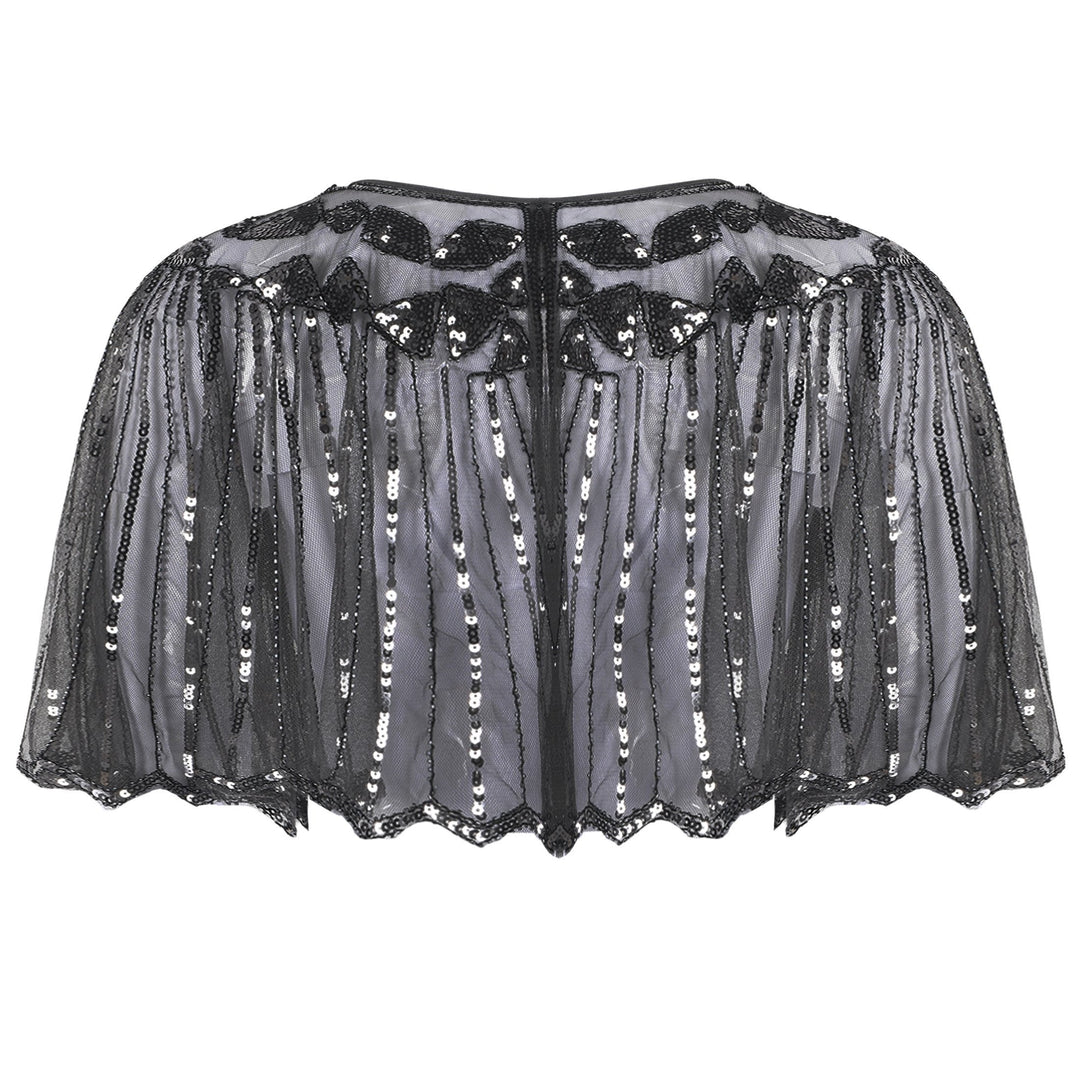 1920s Shawl Beaded Sequin Flapper Cape - vintage fashion, retro style