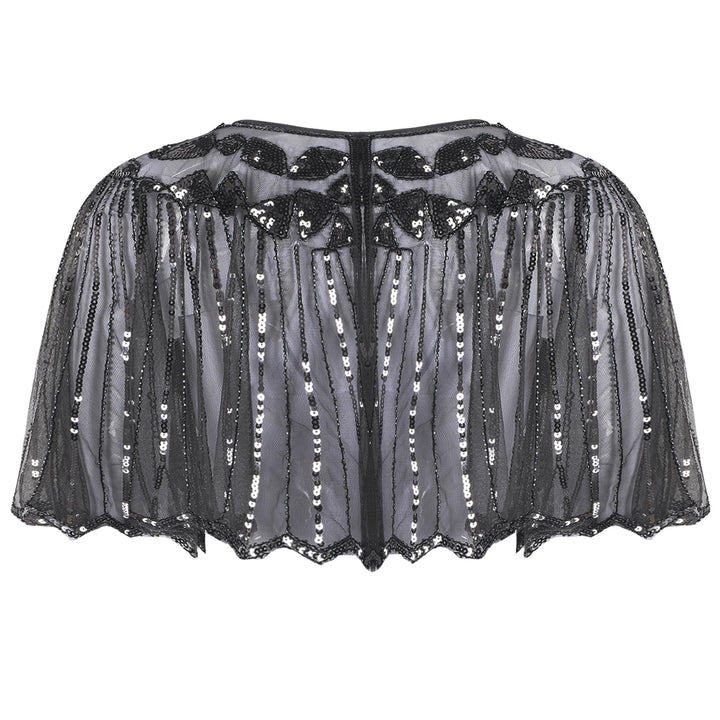 1920s Shawl Beaded Sequin Flapper Cape - vintage fashion, retro style