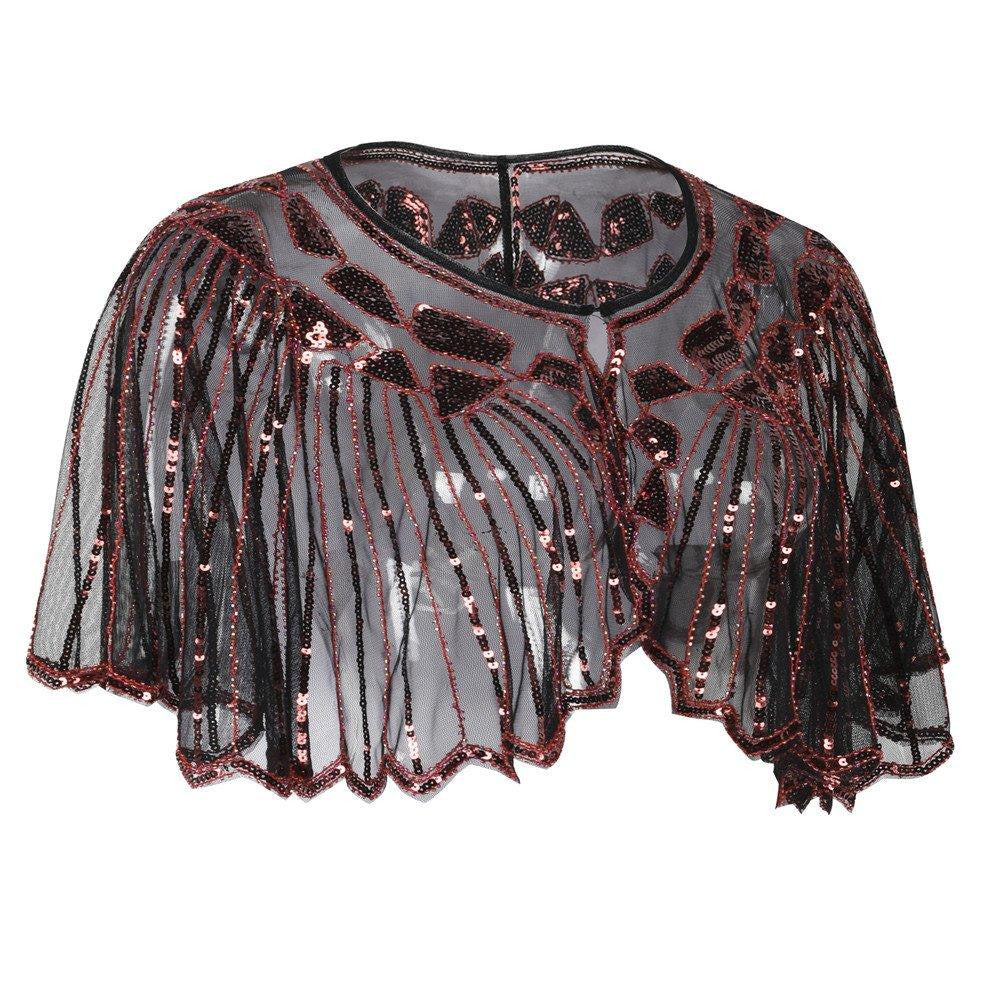 1920s Shawl Beaded Sequin Flapper Cape - vintage fashion, retro style