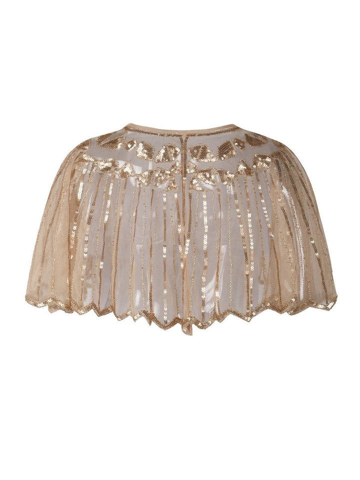 1920s Shawl Beaded Sequin Flapper Cape - vintage fashion, retro style