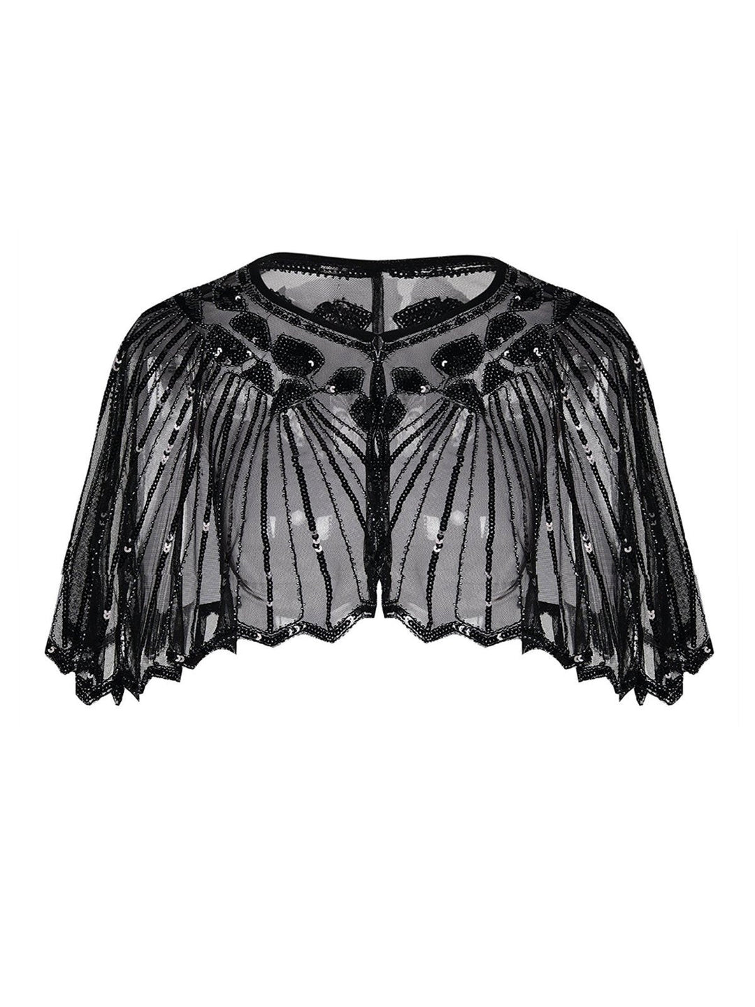 1920s Shawl Beaded Sequin Flapper Cape - vintage fashion, retro style