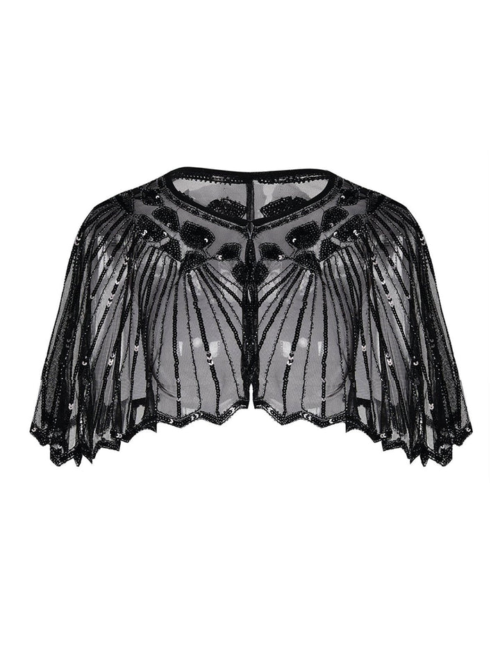 1920s Shawl Beaded Sequin Flapper Cape - vintage fashion, retro style