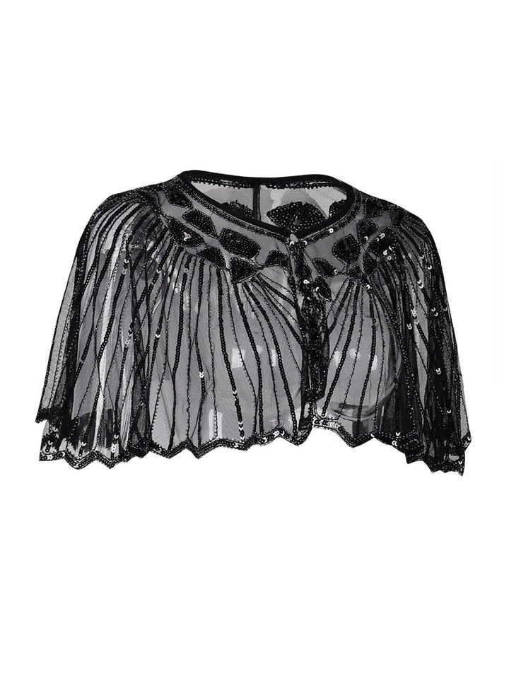 1920s Shawl Beaded Sequin Flapper Cape - vintage fashion, retro style