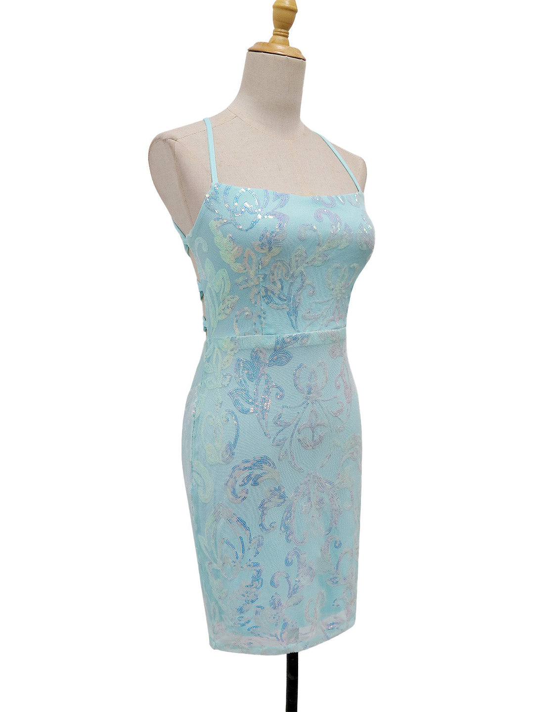 1920s Solid Sequin Spaghetti Strap Backless Dress - vintage dress, retro fashion, Gatsby party
