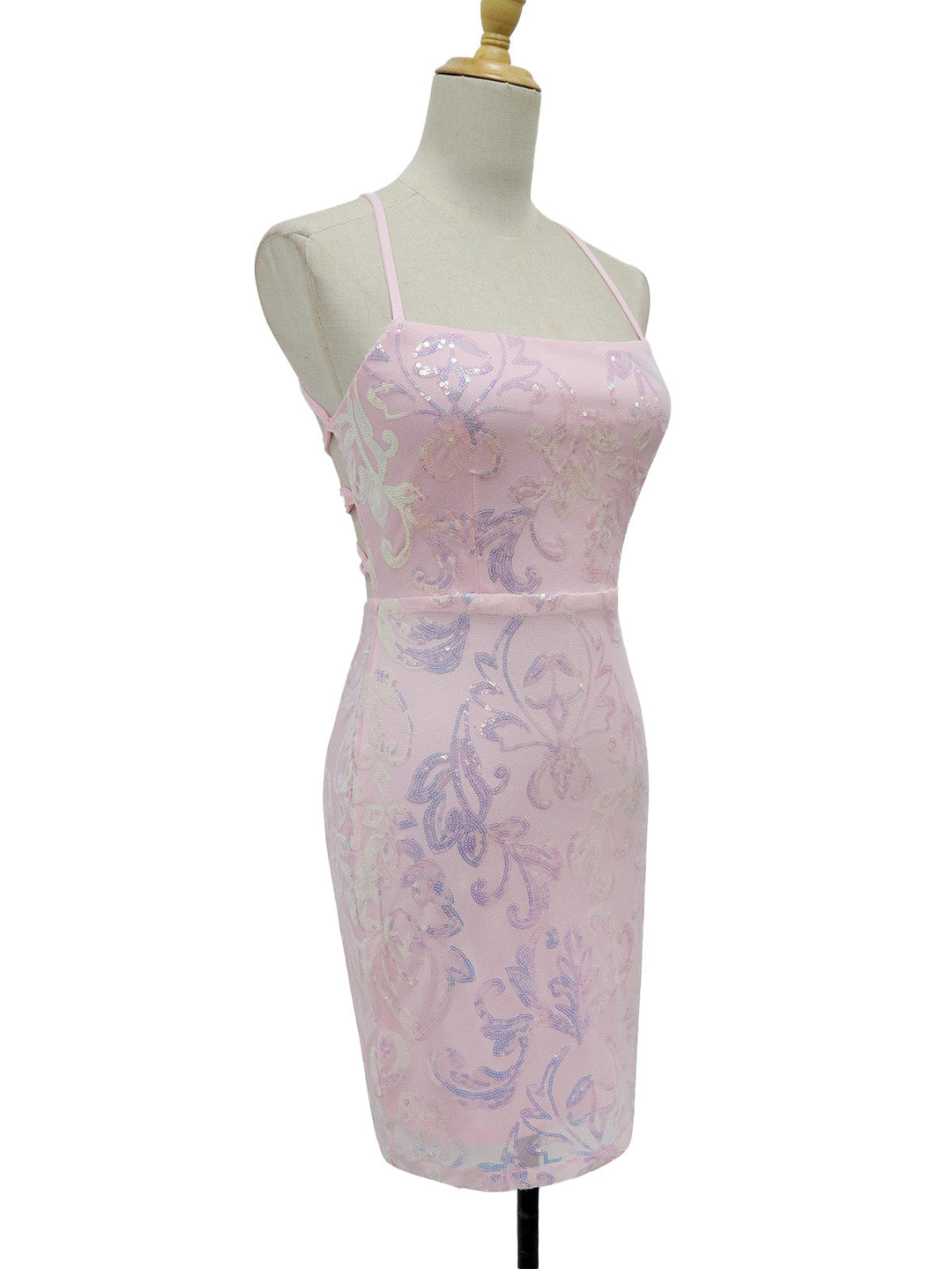 1920s Solid Sequin Spaghetti Strap Backless Dress - vintage dress, retro fashion, Gatsby party