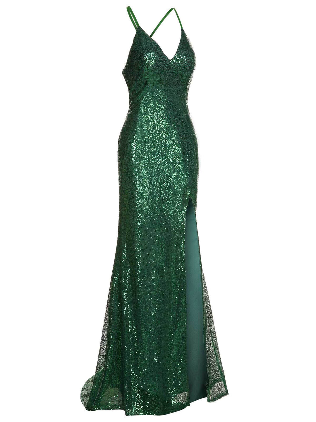 Back view: 1920s 1920s V-Neck Side Slit Sequined Sling Dress, perfect for retro themed parties, vintage fashion enthusiasts and special occasions