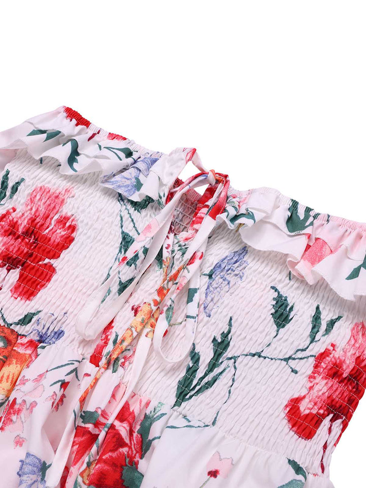 1930s Bandeau Floral Tiered Ruffle Hem Dress — the kind of 1930s dress that makes strangers smile