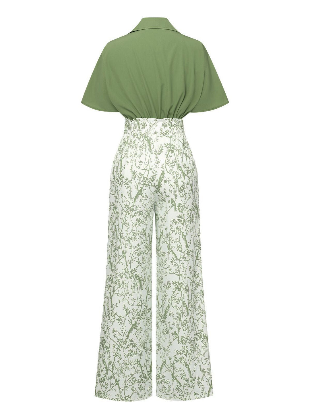 2PCS 1930s Dolman Sleeve Lapel Blouse &amp; Floral Pants - vintage fashion, retro style