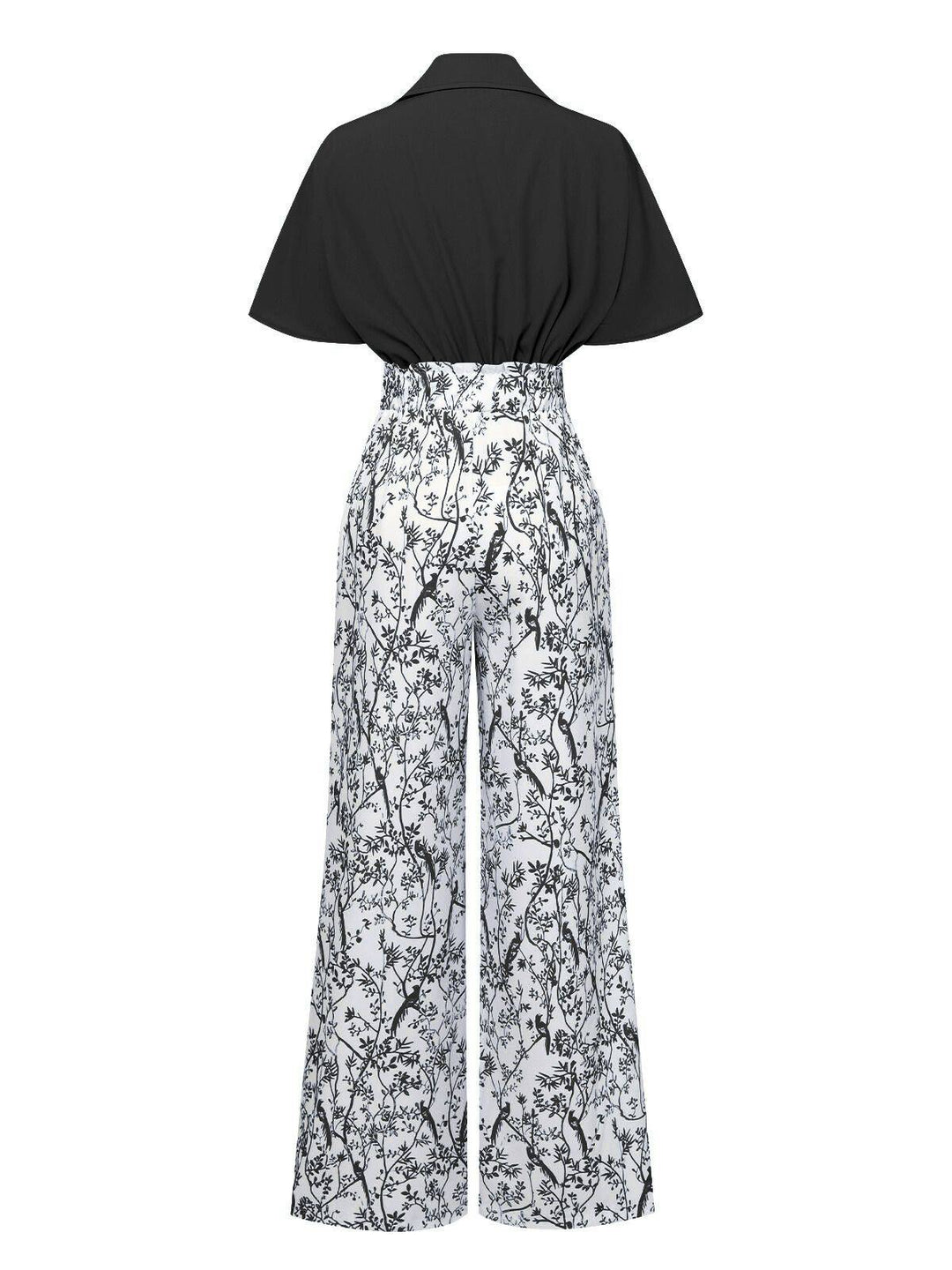 2PCS 1930s Dolman Sleeve Lapel Blouse &amp; Floral Pants - vintage fashion, retro style