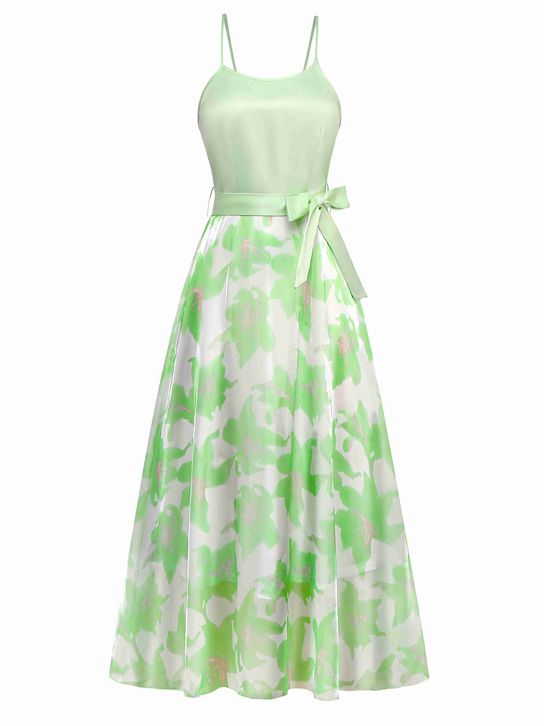 1930s Bow Organza Floral Spaghetti Straps Dress - vintage dress, retro fashion
