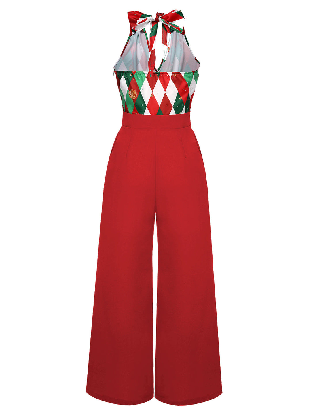 1930s Christmas Plaid Lace Patchwork Jumpsuit: timeless style reimagined