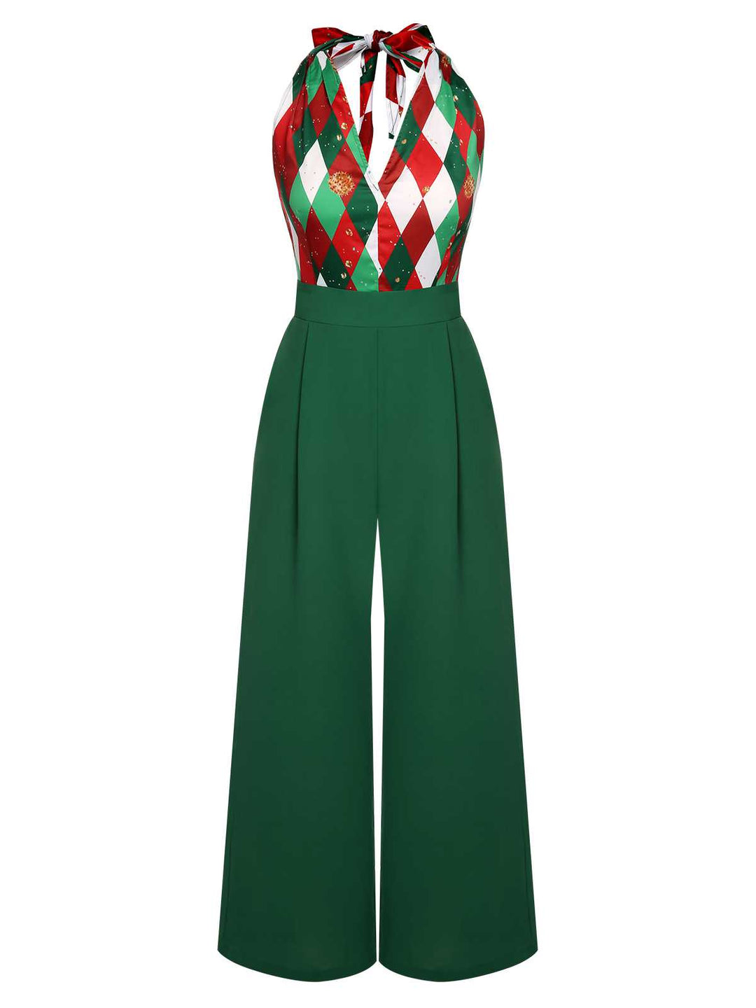 1930s Christmas Plaid Lace Patchwork Jumpsuit: timeless style reimagined