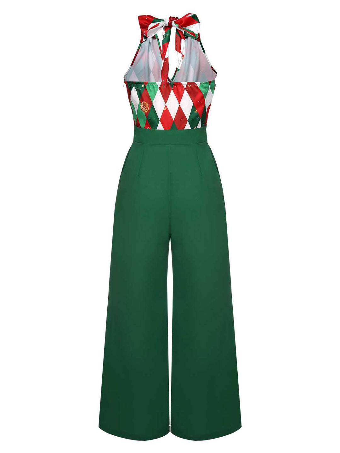 1930s Christmas Plaid Lace Patchwork Jumpsuit: timeless style reimagined